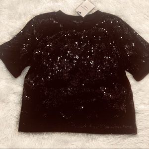 NWT ENDLESS ROSE BLACK SEQUIN STAR DETAIL TOP ⭐️